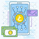 Mobile Litecoin Lite Technology Online Cryptocurrency Icon