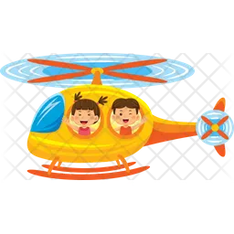 Little Kids Having Fun On A Helicopter  Icon