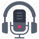 Live Podcast Streaming Microphone Headphone Icon