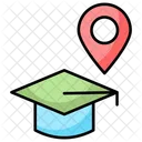 Location symbol with mortarboard  Icon