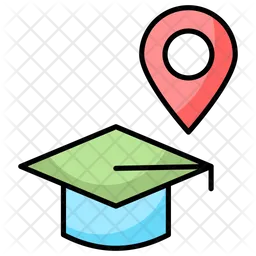 Location symbol with mortarboard  Icon