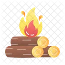 Burning Woods Log Fire Camping Fire Icon