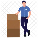 Logistics Mall Worker Cardboard Delivery Icon