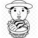 Farmer Man Cartoon Icon