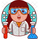 Mulher Desenho Animado Cientista Ícone