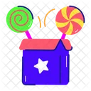 Lollipop Box Candies Box Candy Sticks Icon