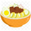 インドネシアのイード・アル＝フィトルの食べ物（ロントン・メダン）のイラスト アイコン