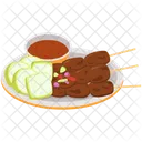 Illustration Des Indonesischen Eid Al Fitr Essens Lontong Satay Symbol