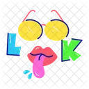 Tongue Out Look Word Sunglasses Icon