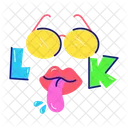 Tongue Out Look Word Sunglasses Symbol