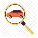 Looking at car through magnifying glass  Icon