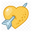 Gold Heart Target Valentine Love Icon