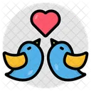 ラブバード、ロマンチックな鳥、キスする鳥 アイコン