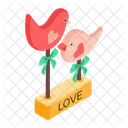 Love Birds Valentine Birds Wooden Engraving Icon