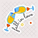 Love Drinks Wine Glasses Fall In Love Icon