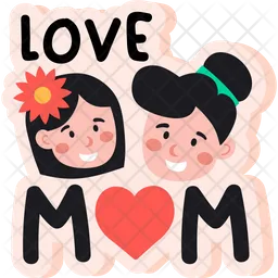 Love Mom Sticker  Icon