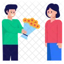 Boy Giving Flowers Love Proposal Boy Proposing Girl アイコン