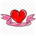 Love Ribbon Heart Ribbon Love Banner Icon