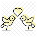 Lovebirds Color Shadow Thinline Icon Symbol