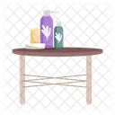 Low height table with cosmetic bottles  Icon