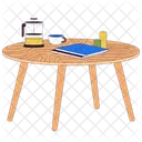 Low table with tea, magazines and candles  Icon