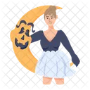 Lua De Halloween Noite De Halloween Garota De Halloween Icon