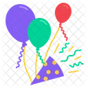 Luftballons und Konfetti  Symbol