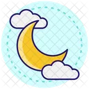 Luna Creciente Con Nubes Icon