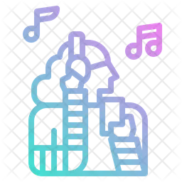 Mädchen hört Musik  Symbol