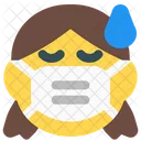 Madchen Schwitzt Emoji Mit Gesichtsmaske Emoji Symbol