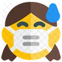 Madchen Schwitzt Emoji Mit Gesichtsmaske Emoji Symbol