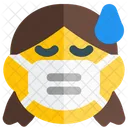 Madchen Schwitzt Emoji Mit Gesichtsmaske Emoji Symbol