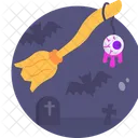 Halloween Magic Broom Scary Icon