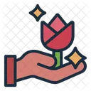 Magic Trick Rose Hand Icon