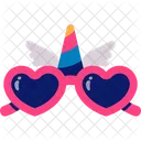 Glasses Heart Wings Icon