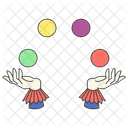 Magician hand juggling balls line filled illustration  Icon