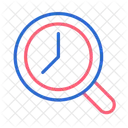 Magnifying glass with clock  Icon