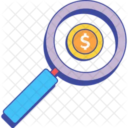 Magnifying Glass With Coin  Icon