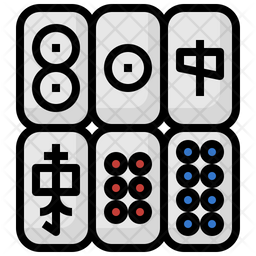 Jogos Azar Ícone Mahjong Estilo Filledoutline imagem vetorial de