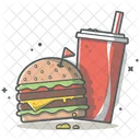 Mahlzeit Burger Erfrischungsgetrank Symbol