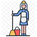 Maid Cleaning Girl Mop Icon