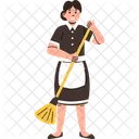 Maid Broom Cleaning Icon