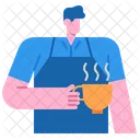 Male Barista Serving Coffee Waiter Icon