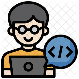 Male Programmer Icon - Download in Colored Outline Style