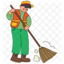Street Sweeper Man Sweeping 아이콘