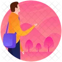Male Tourist Traveller Hiking Icon