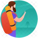 Male Tourist Traveller Hiking Icon