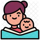 Mama Liest Buch Lesen Buch Symbol