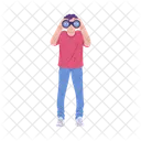 Man Binoculars Gaze Icon