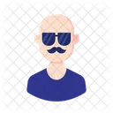 Man Bald Glasses Mustache Avatar  Icon